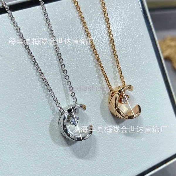 cc necklace for women Water Ice Moon Diamond Necklace V Rose Plated Diamond Pattern Necklace channels necklace