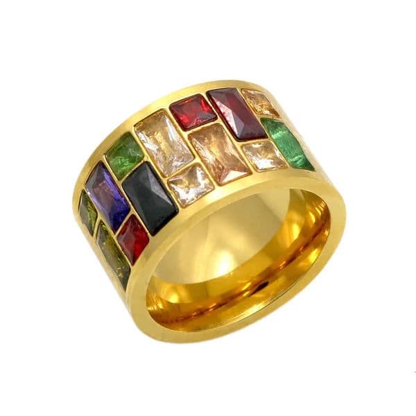Multicolor Crystal For Women Anel 316L Stainless Steel Wedding Rings Female Rainbow Color Stone Anillo Fashion Jewelry 260509