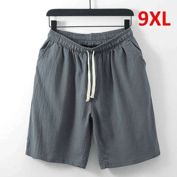 Summer Men Fashion Casual Linen Short Pants Big Size 9XL Shorts Solid Color Elastic Waist Bottoms Male J260511