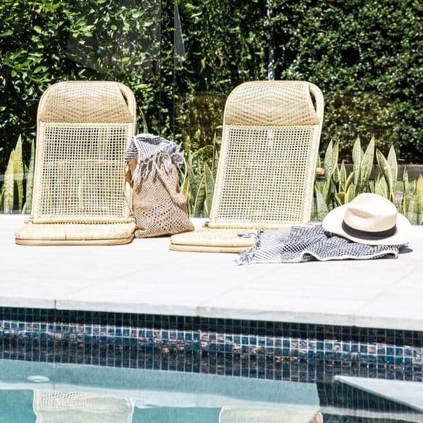 Real with backrest, multifunctional beach chair, hotel pool folding recliner, portable outdoor camping rattan leisure chair