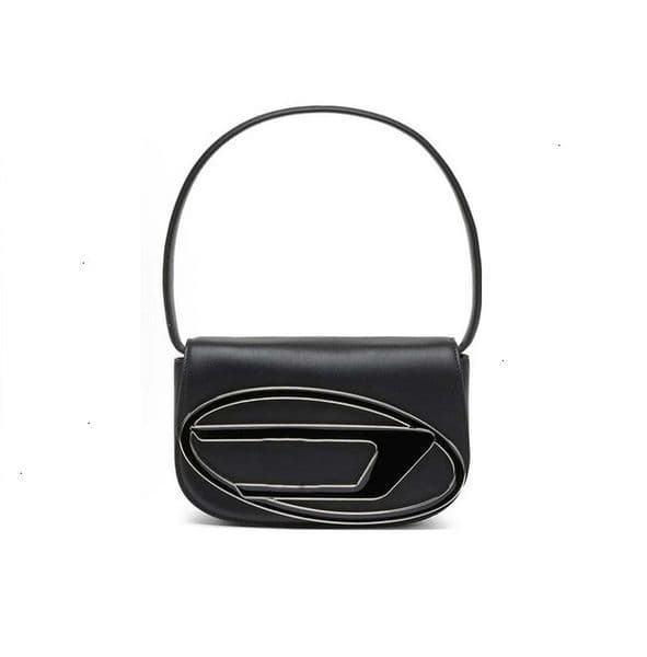 designer bag 2026 Y2K Black Mini Shoulder Bag for Women, Trendy Oval Logo Design Top Handle Handbag, Fashion Crossbody Purse