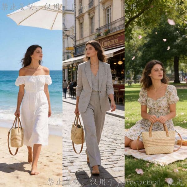 Wholesale high-fashion women's bucket 2026 summer new style straw woven color-blocking shoulder trendy versatile crossbody bag