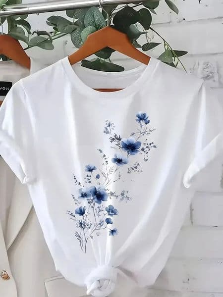 Simple Printed T-shirt Various Printed Womens Tops Summer Casual Comfortable T-shirt Womens Tops 260508