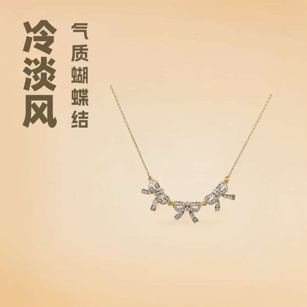 Juicy Korean ins minimalist collarbone with a high-end, stylish, and unique vibe, popular bowknot necklace for women, trendy jewelry wholesale Couture Jewelry