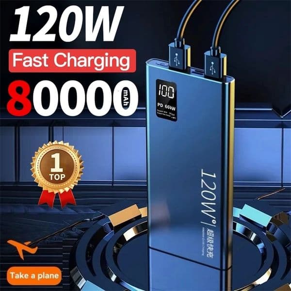 80000mAh Power Bank 120W Super Fast Charging 100 Sufficient Capacity Portable Battery Charger Digital Display For iPhone 260427ww