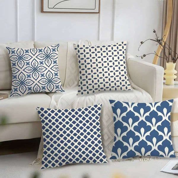 Geometric Ink Blue Case Short Plush Print Cushion Cover Square Throw Pillow Case Covers Sofa Home Decor 26Y0509