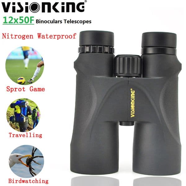 Visionking Waterproof 12x50 Binoculars Professional Bak4 FMC Long Range Outdoor Sports Birdwatching Camping Travelling Nitrogen HD Optics Telescope Equipment