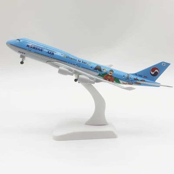 20cm B747 Korea Airlines Airplane Model Boeing 747 Die-casting Alloy Metal Aircraft Toys With Landing Gear Hobby Collection L260509EXFS