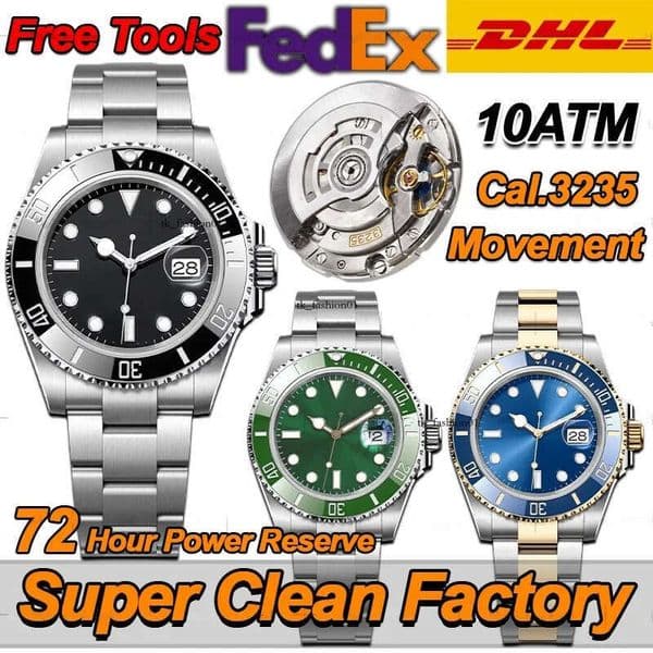 Mens Watches Men Designer Top Supre Clone Quality Clean Factory Luxury Watch Automatic Cal.3235 Movement Ceramic Bezel Sapphire Luminous Diving 10ATM With Box