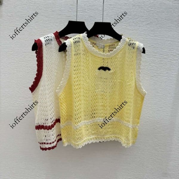 Sweaters Women Designer Sweaters For Women Knitted Short Sleeve Top Spring Summer Color-Contrasting Open-Weave Knitted CC Sweaters