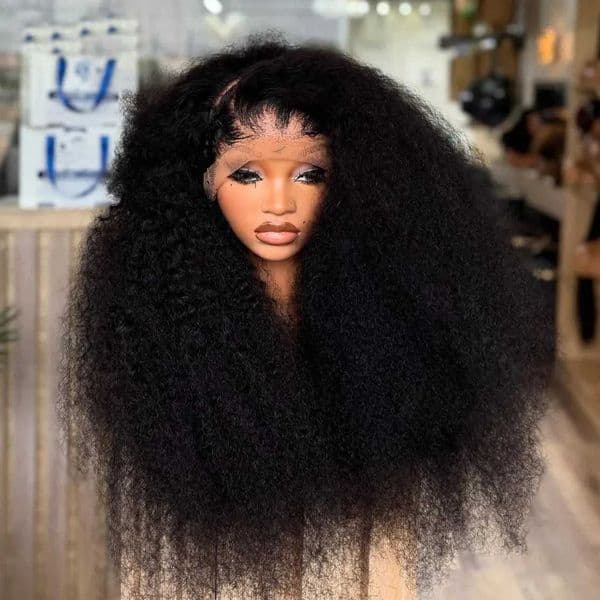 Soft Black Color 24Long Afro Kinky Curly 180Density Lace Front Wig For Black WomenSynthetic Heat Resistant Glueless Daily X260511