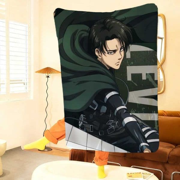 classic hot anime art cool L-Levi A-ackerman chibi Blanket Throw Super Cosy Plush Living Room Sofa Couch Childish Birthday Gifts C260511