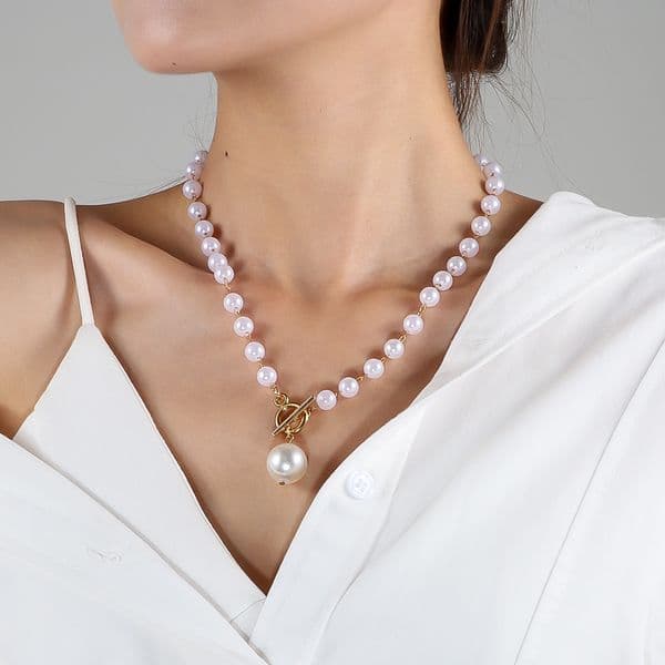 Comfortable Gift Earrings Fashion Pearl Necklace for Women OT Buckle Pendant Collarbone Party Earrings Chain NK23980