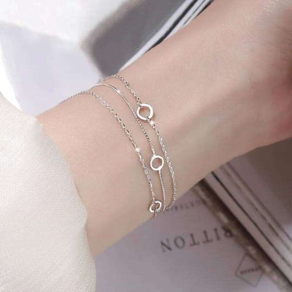 VENTFILLE 925 Sterling Silver Three-Layer Chain Circle Bracelet For Women Simple Exquisite Gift Wedding Accessories J260511