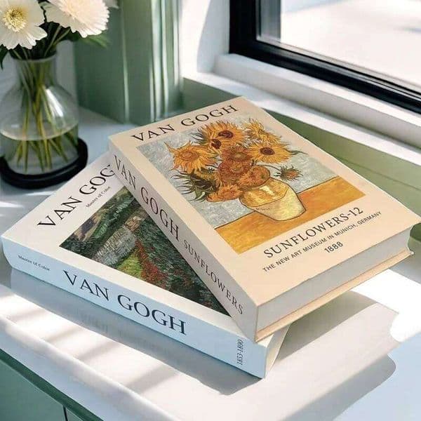 Van Gogh Monet Fake Book Painting Decorative Storage Box Sunflower Water Lily Coffee Table Books Home Decor Shooting Props 26W05011