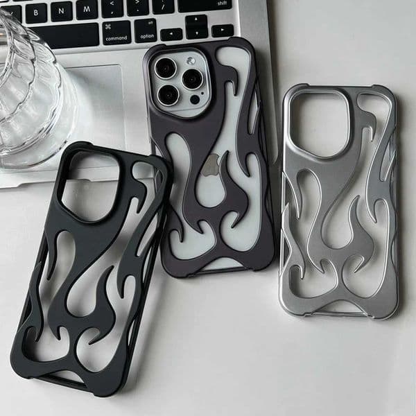 Fashion Matte 3D Hollowed Flame Phone Case For iphone 17 Air 16 Pro Max 15 Plus 14 13 12 11 Electroplated Soft Back Cover capaJ260511
