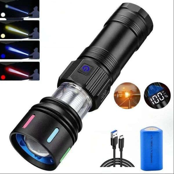 High Power 4 Light Source LED Flashlight Bright USB Rechargeable Flashlights Super Tactical Torch Outdoor Camping Lantern S260509