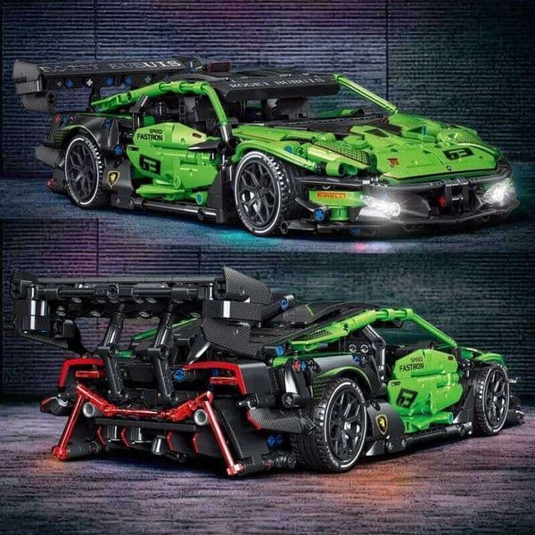 Technical Green Speed Racing Car Model Building Blocks Kit MOC Assembly Bricks Toys Desktop Collectible Holiday Gift For Kids 26L0511