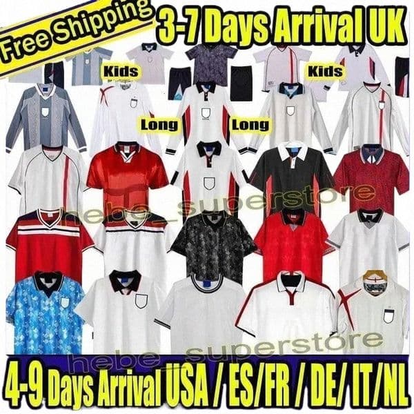retro England 1990 1996 1998 2000 2002 GASCOIGNE SHEARER 85 86 90 91 92 93 95 96 98 00 01 02 03 05 06 13 long sleeves and N6mX#