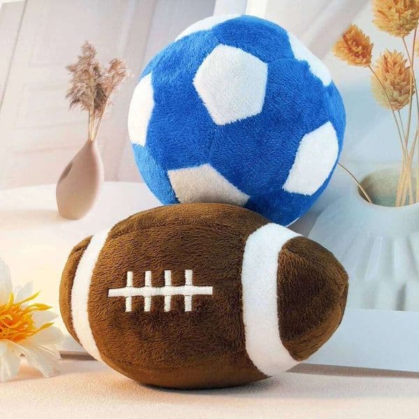 Squeaky Football & Rugby Dog Toy: Interactive Puppy Training Chew Toy Teething Relief and Playtime Fun for Energetic Dogs 26L0511