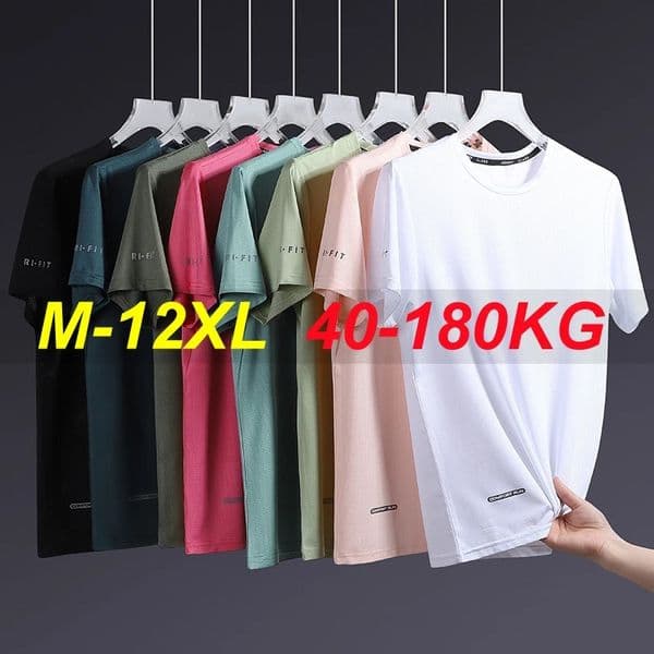 Men T Shirt 12xl 11xl 10xl Tees Big Size 110-175kg 5XL 6XL 7XL Plus Size Spandex Round Neck Short Sleeve Oversized Tops 260511