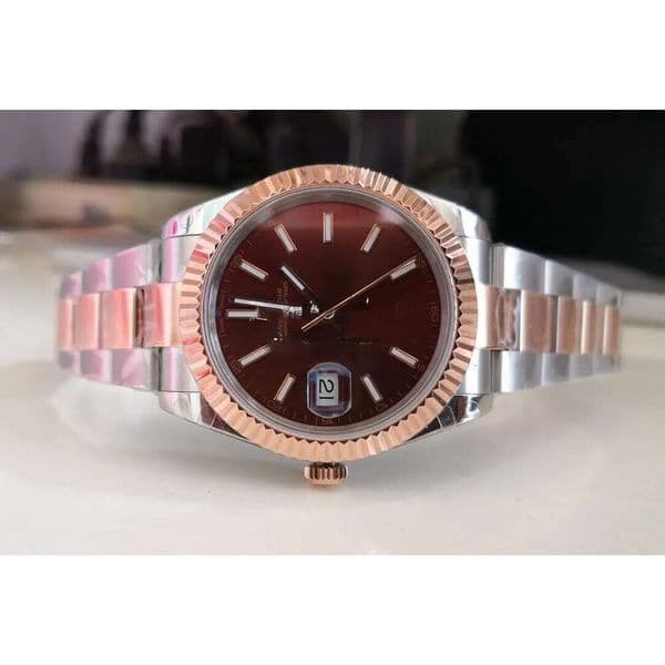 41mm Watches Men's Rose Gold Steel Mens BP Maker Factory 2813 Date 126301 Chocolate Brown 126331 Wimbledon Crystal Glass Perpetual Bracelet Watch thumbnail 2
