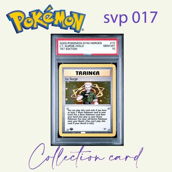 PTCG Rating Card 2000 GYM HEROES LT SURGE-HOLO 17/132 Collection Card Copy DIY 10Points Rating Card Anime Game Gift Toy L260511ZI37