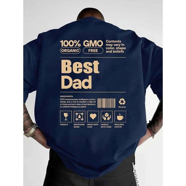Funny "Best Dad" Nutrition Facts Print on Premium Soft 100% Cotton Mens T Shirt Perfect for Summer Casual Streetwear Style 26Y0511