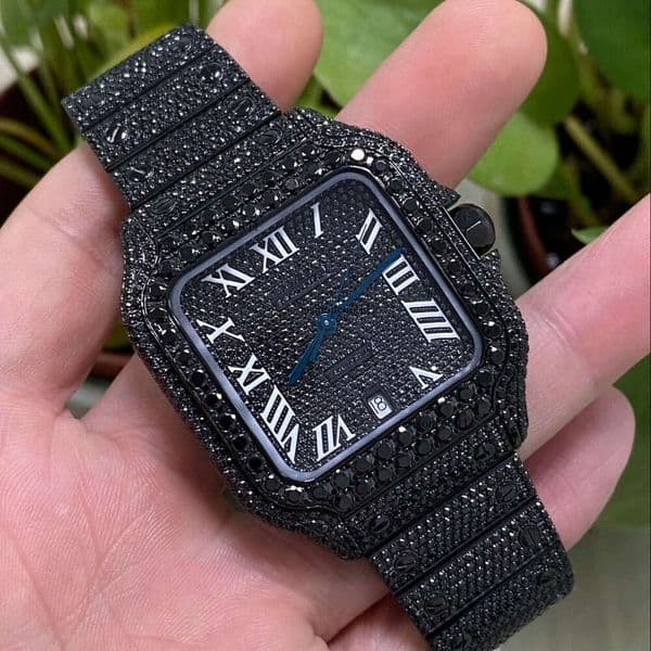 Men's automatic mechanical round luxury watch, set with diamonds, hip style, VVS water-resistant high-end customization, moissanite business watch