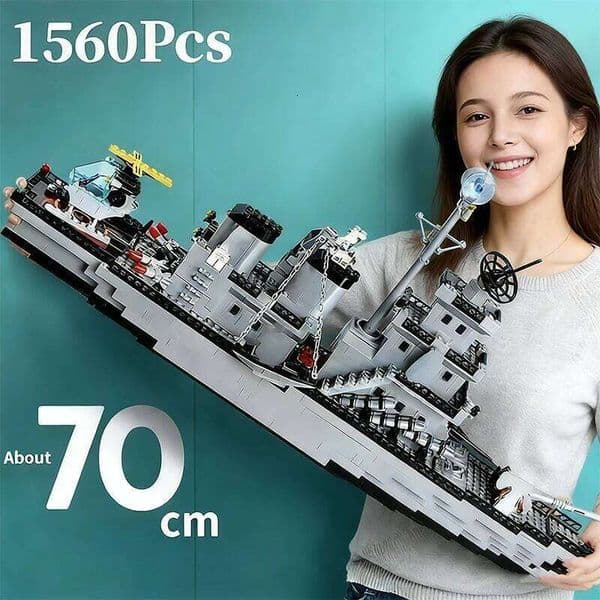 Huge Size Navy Building Set Warship Aircraft Carrier Model Ship Blocks Boys DIYAssembly Toy Childrens Holiday Gift 26L0511