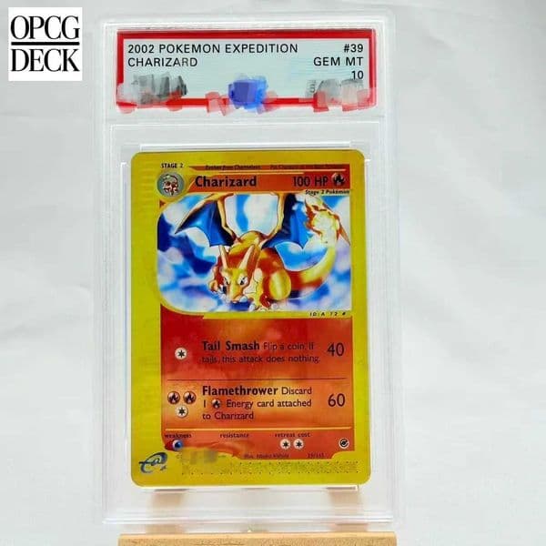 DIY PTCG Rating Card 2002 EXPEDITION CHARIZARD 39/165 Collection Card Copy 10Points Rating Card Anime Game Gift L260511WISP