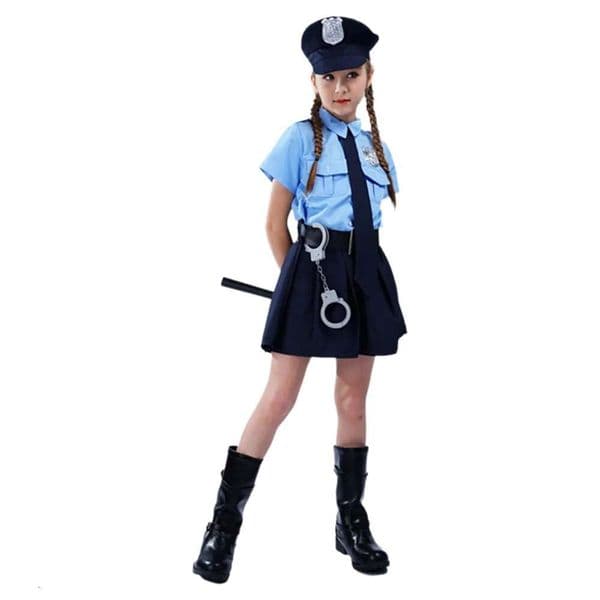 Halloween Children S Police Costume Cosplay Pops Slim Fit Cops Uniforms For Girls