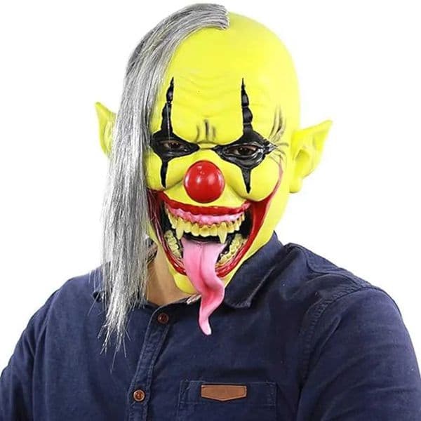 2026 - Green Horror Clown With Hair Terrifying Halloween Costume Face Mask For Adults Party Disguise Free Shipping 03