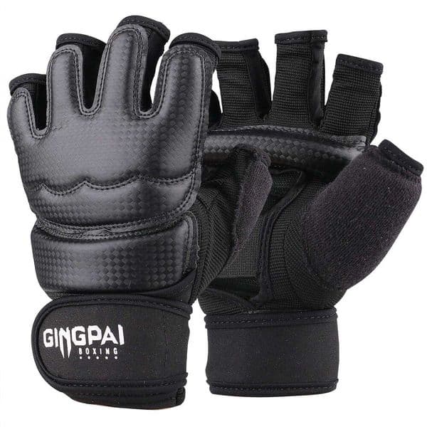 PU Half Finger Taekwondo TKD Fighting Mitts MMA Karate Hands Protector Boxing Gloves Black Color W260511