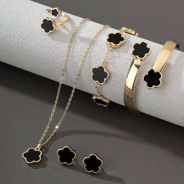 5 Pcs Set Jewelry Stainless Steel Five Leaf 316L For Women Elegance French Niche Necklaces Bracelets Earrings J260511