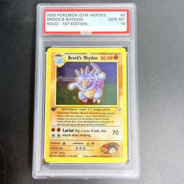 DIY PTCG Rating Card 2000 GYM HEROES BROCKS RHYDON 2/132 Collection Card Copy 10Points Rating Card Anime Game Gift Toy L260511H8NK