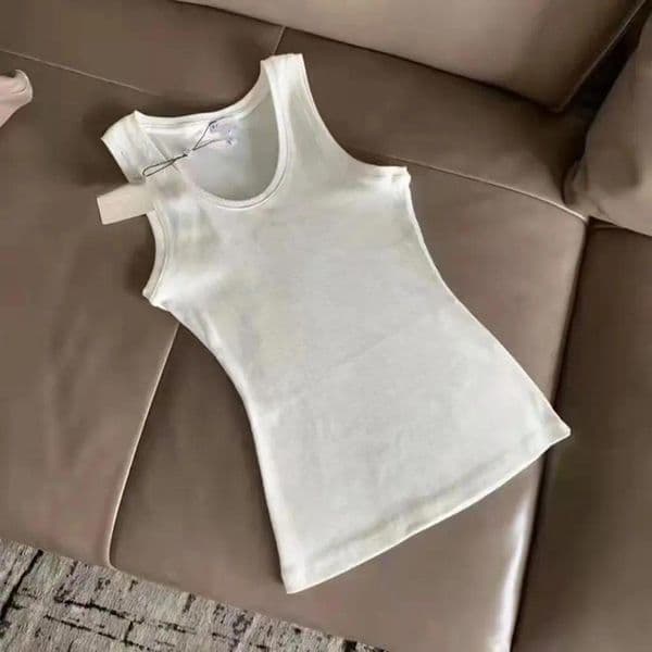 Summer White Women Tops Tees t shirt Crop Top Embroidery Black Tank Top Casual Sleeveless Backless Top Shirts Luxury Designer Solid Color Vest