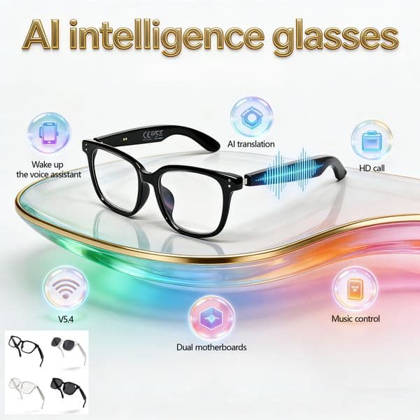 Fashion Intelligent Glasses AI Translation Smart Glasses Bluetooth Call Headphones UV Protective Lenses Outdoor Sports Sunglasses