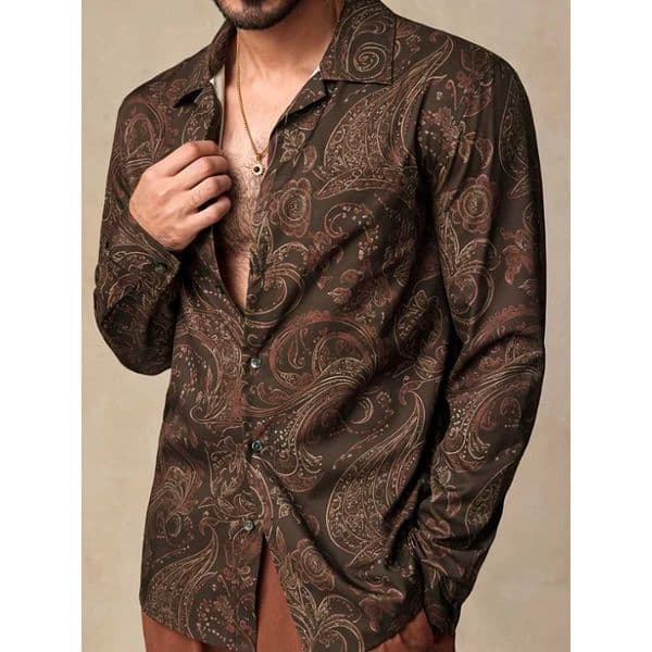Mens Floral Patterned Paisley 3D Printed Irregular Pattern Mens Shirts Casual Long Sved Shirt New Retro Mens Clothing Tops L260511