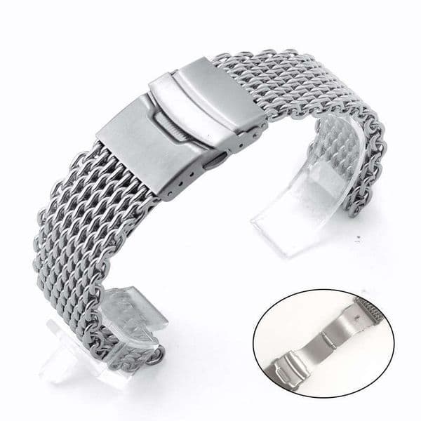 Suitable for Huawei Watch 2 Pro stainless steel shark mesh double buckle strap 20/22mm watch accessories