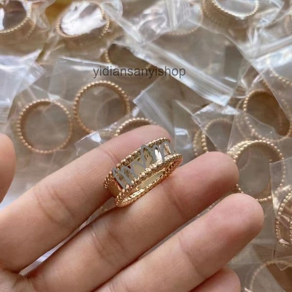 Clover vanly cleeffly rings Lucky Clover Signature Bead Ring 18K Rose Gold Plated Roller Bead Round Bead Ring Jewelry
