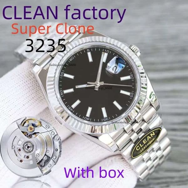 CLEAN 36mm 41mm Superclone 3235 Automatic Mechanical Mens Watch With Box Luminous Waterproof Diving High Quality clean Factory Datejus Lady's watch High-quality