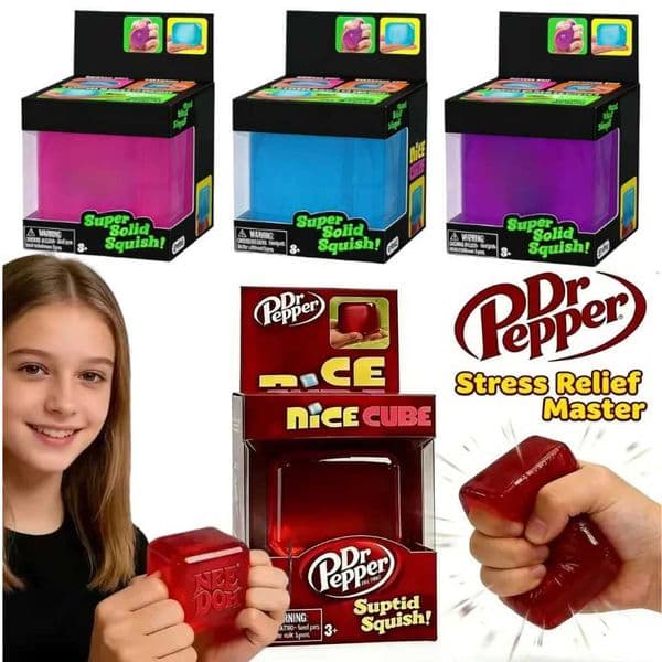 NeeDoh Nice Cube Super Squeeze Fidget Toy Translucent Red Stress Relief Squishy Cube BPA-Free Toy for Kids AdultsT260512