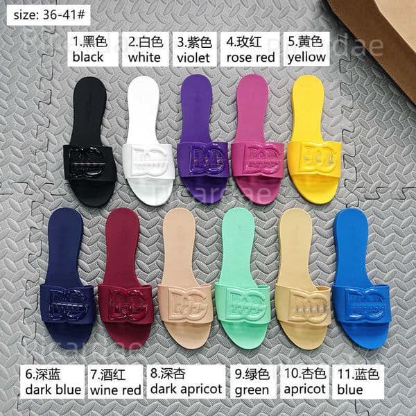 DG womens summer slip-on sandals crystal jelly color flat sandals T260512