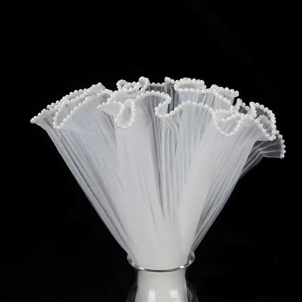 1pc Pearl edged bouquet wrapping paper birthday and wedding season mesh flower Valentines Day 260512