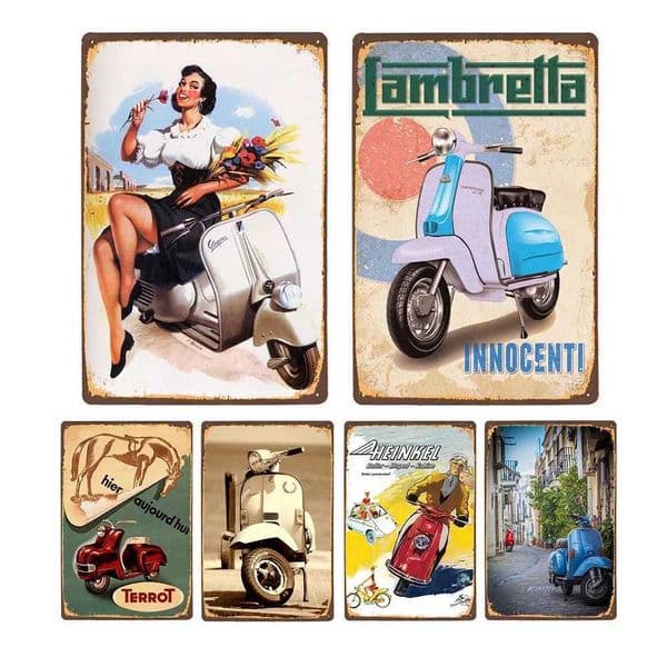 Lambretta Motor Vintage Metal Sign Plaque Decoration Motorcycle Garage Bar Wall Art Poster Plate Home Decor 20x30cm T260512
