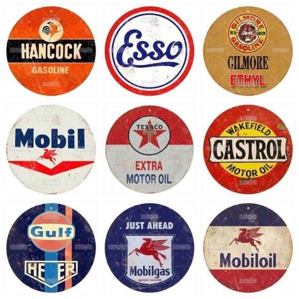 Round Vintage Plaque for Man Tin Sign Motor Oil and Gas Racing Wall Decoration Poster T260512