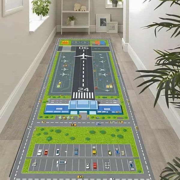 Airport Runway Runner Rug Aviation Carpet Terminal Map Design Kids Playroom Home Decor T260512