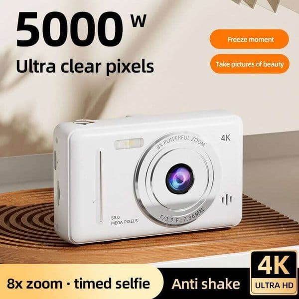 Retro 4K CCD 50MP Auto Focus Dual Flash 8x Zoom Portable Student Vlog Camera for Beginners Travel Gifts Photography 2026 26L0512