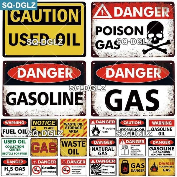SQ-DGLZ GARAGE Vintage Metal Sign Tin Sign Plaque Retro Garage Wall Decor Bar Decoration Old Car Club Man Cave GAS/OIL Danger T260512